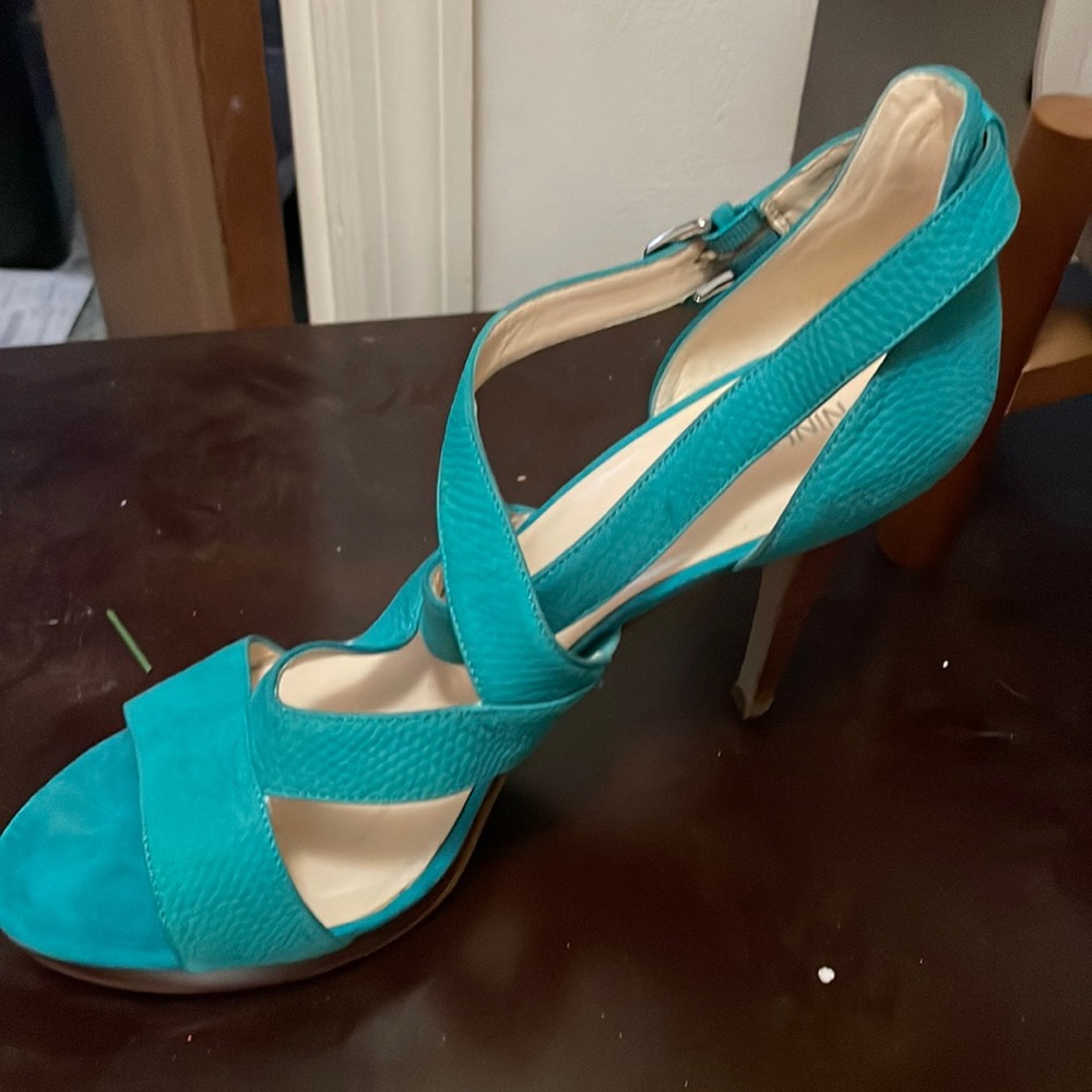 Teal strappy sandals